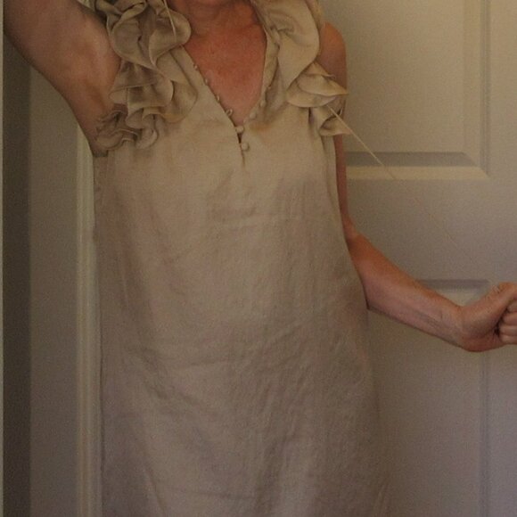 Ann Taylor LOFT Petites "Raw Silk" Oyster colored sleeveless shift, size 4P - Picture 1 of 10